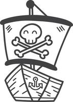 hand- getrokken speelgoed- piraat schip voor kinderen illustratie vector