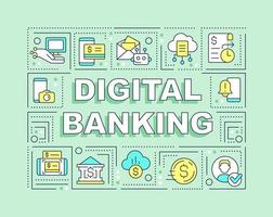 digitaal bank woord concepten groen spandoek. e handel. infographics met bewerkbare pictogrammen Aan kleur achtergrond. geïsoleerd typografie. vector illustratie met tekst.