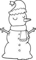 lijn tekening tekenfilm sneeuwman vector