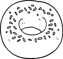 lijn tekening tekenfilm donut vector