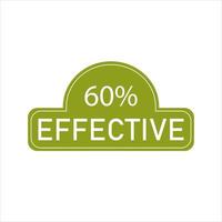 60 percentage effectief teken etiket vector kunst illustratie met fantastisch doopvont en groen kleur stempel. geïsoleerd Aan wit achtergrond