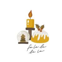 fa la la. Kerstmis kaart. hand- getrokken illustratie in tekenfilm stijl. schattig concept voor Kerstmis. illustratie voor de ontwerp ansichtkaart, textiel, kleding, decor vector