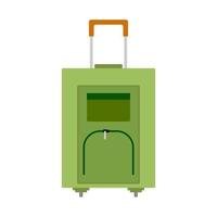 groen op wielen reizen zak met bagage Aan wit achtergrond. koffer voor reis reis in vlak stijl. vector illustratie