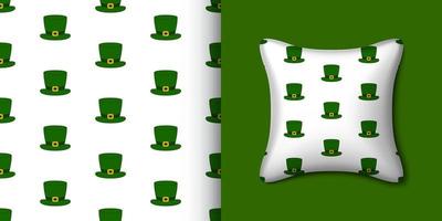 st. Patrick dag hoed naadloos patroon met kussen. vector illustratie