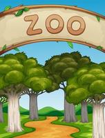 scène met dierentuin en bomen vector