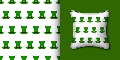 st. Patrick dag hoed naadloos patroon met kussen. vector illustratie