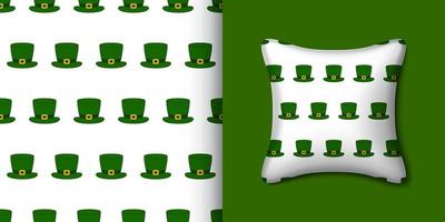 st. Patrick dag hoed naadloos patroon met kussen. vector illustratie