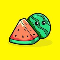 schattig watermeloen tekenfilm vector icoon illustratie. dier natuur icoon concept. geïsoleerd premie