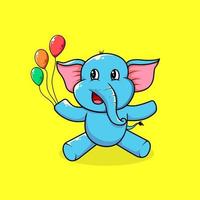 schattig olifant spelen ballon vector