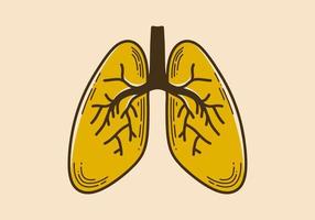 wijnoogst stijl illustratie van een menselijk longen vector