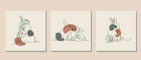 konijnen abstract een doorlopend lijn illustratie. modern minimalistische stijl konijn symbool van 2023 jaar vector