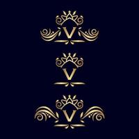 Koninklijk luxe overladen logo brief v vector