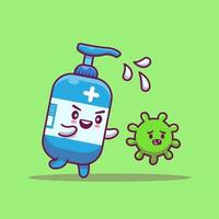 schattig hand- ontsmettingsmiddel vangst omhoog virus tekenfilm vector icoon illustratie. Gezondheid en virus icoon concept geïsoleerd premie vector. vlak tekenfilm stijl