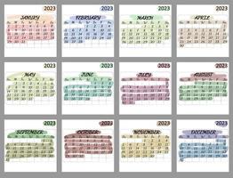 kalender 2023. week begin maandag zakelijke ontwerp ontwerper sjabloon. vector