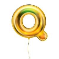 goud metalen ballon, opgeblazen alfabet symbool q vector