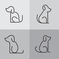 gemakkelijk lijn kunst logo icoon hond mascotte premie vector