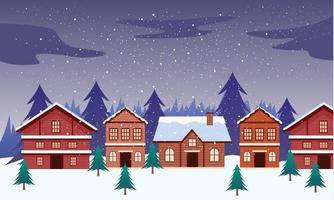 Kerstmis landschap achtergrond illustratie, Kerstmis kaart ontwerp. Kerstmis tafereel in winter seizoen vector