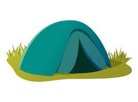 wandelen camping tent.vector vlak illustratie.geïsoleerd Aan wit achtergrond.groen gras. vector