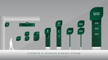 exterieur en interieur groene eco bewegwijzering set vector