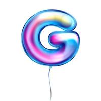 blauw metalen ballon, opgeblazen alfabet symbool g vector