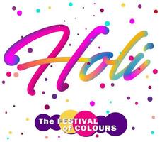 groet banier met gekleurde dots voor holi festival vector