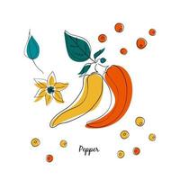 geassorteerd paprika's in tekenfilm stijl vector
