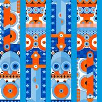 oranje en blauw walhalla patroon voor textiel en achtergronden. viking noordelijk fantasie naadloos patroon vector