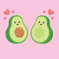 grappig gelukkig schattig gelukkig glimlachen paar van avocado in liefde. geïsoleerd Aan wit achtergrond. vector