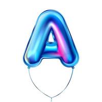 blauw metalen ballon, opgeblazen alfabet symbool een vector