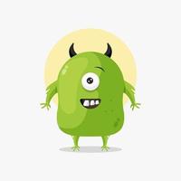 schattig groen monster tekenfilm illustratie vector