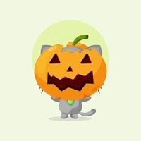 schattig kat met pompoen halloween masker illustratie vector