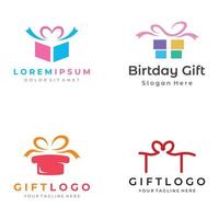 logo ontwerp geschenk doos of geschenk doos sjabloon met lint teken, brief g en geschenken.logo voor verrassing, valentijn, verjaardag, cadeau winkel, feest en bedrijf. vector