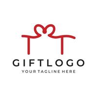 logo ontwerp geschenk doos of geschenk doos sjabloon met lint teken, brief g en geschenken.logo voor verrassing, valentijn, verjaardag, cadeau winkel, feest en bedrijf. vector