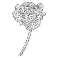 bloemen roos zentangle kleur bladzijde met decoratief gemakkelijk schetsen ontwerp illustratie vector