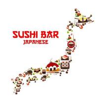 zeevruchten sushi bar sashimi in Japan vector kaart