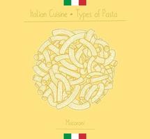 Italiaans voedsel elleboogvormig pasta oftewel macaroni vector