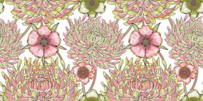 bloemen naadloos patroon met chrysanten vector