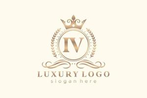 eerste iv brief Koninklijk luxe logo sjabloon in vector kunst voor restaurant, royalty, boetiek, cafe, hotel, heraldisch, sieraden, mode en andere vector illustratie.