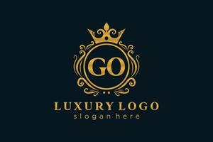 eerste Gaan brief Koninklijk luxe logo sjabloon in vector kunst voor restaurant, royalty, boetiek, cafe, hotel, heraldisch, sieraden, mode en andere vector illustratie.