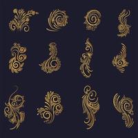 prachtige artistieke gouden decoratieve bloemen set vector