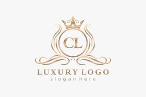 eerste cl brief Koninklijk luxe logo sjabloon in vector kunst voor restaurant, royalty, boetiek, cafe, hotel, heraldisch, sieraden, mode en andere vector illustratie.