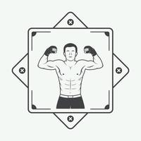 boksen en vechtsporten logo, badge of label in vintage stijl. vector illustratie