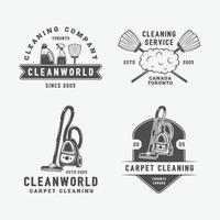 reeks van retro schoonmaak logo insignes, emblemen en etiketten in wijnoogst stijl. monochroom grafisch kunst. vector illustratie.