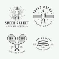 reeks van wijnoogst tennis logo's, emblemen, insignes, etiketten en ontwerp elementen. grafisch kunst. vector illustratie