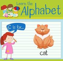 flashcard alfabet c is voor kattensjabloon vector