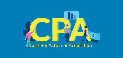 cpa kosten per actie of acquisitie betaling voor kosten effectief online reclame team strat. vector