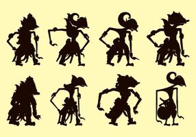 Set of wayang silhouetten vector