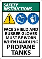 veiligheid instructies ppe verplicht wanneer behandeling propaan tanks teken vector
