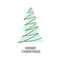 Kerstmis blauw Spar illustratie met goud structuur geïsoleerd Aan wit achtergrond met tekst vrolijk Kerstmis vector