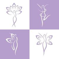 set van wellness en therapie vrouwen iconen vector